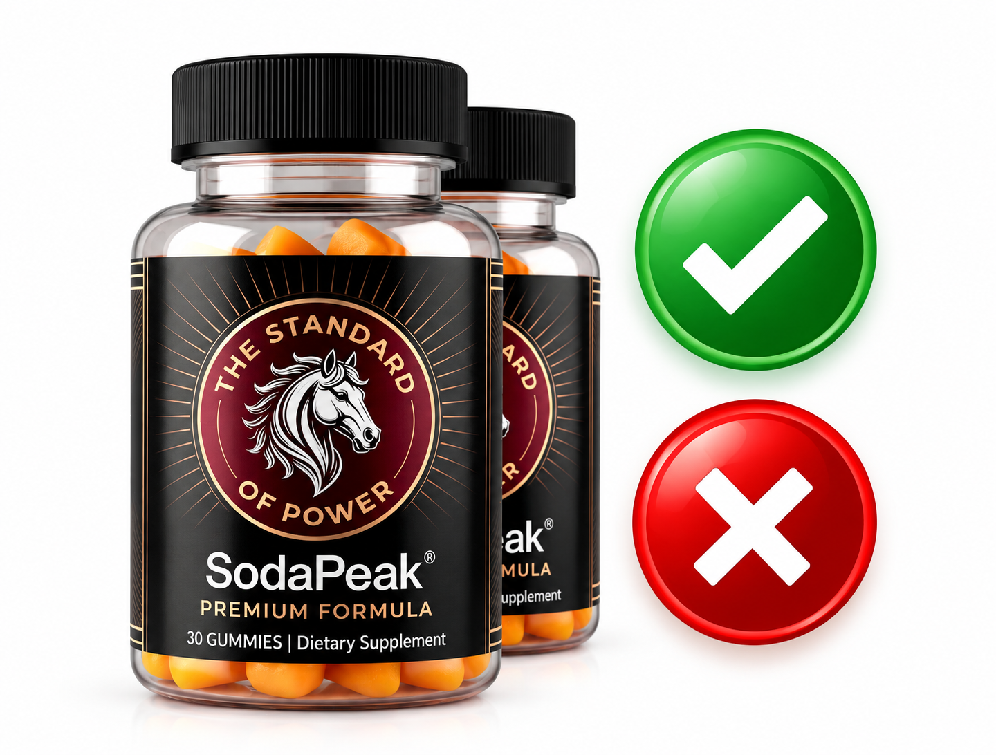 SodaPeak Pros and Cons – Three Bottles with Green Checkmark and Red X